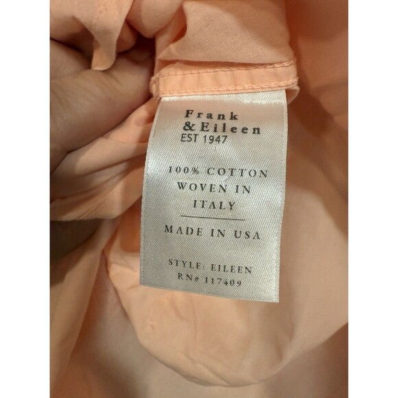 Frank & Eileen EILEEN Relaxed Button-Up Shirt Cotton Peach Size Medium - Picture 8 of 8